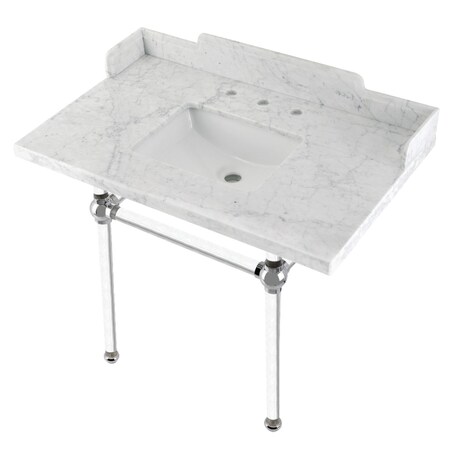 Kingston Brass 36 Carrara Marble Console Sink with Acrylic Legs, Marble WhitePolished Chrome LMS3630MASQ1